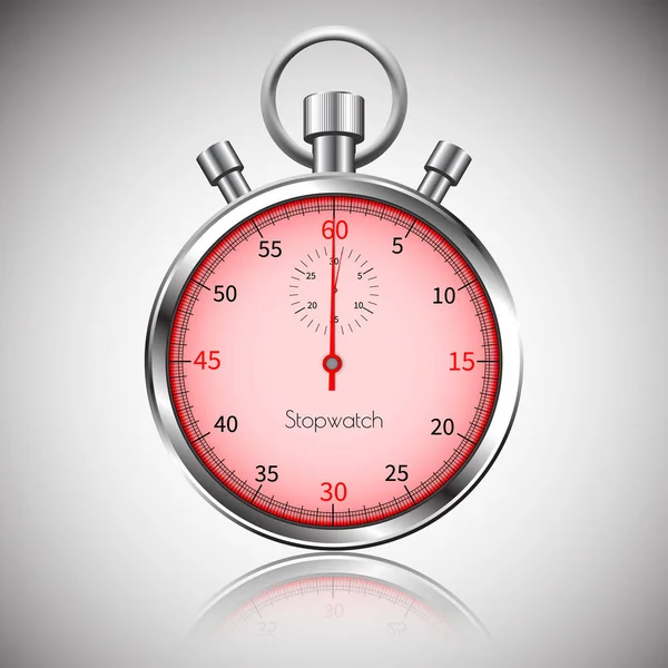 60 secondes. Chronomètre réaliste argenté avec réflexion. Vecteur — Image vectorielle