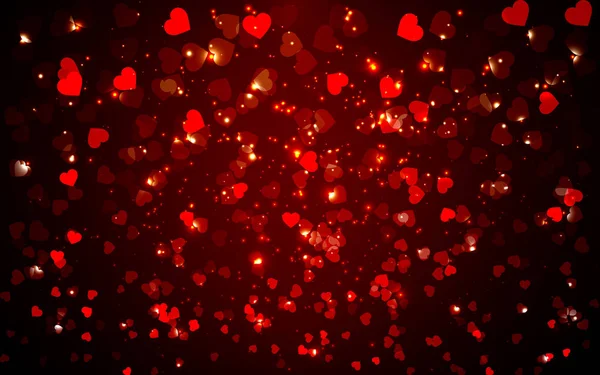Абстрактный Валентинов праздник синий фон с размытыми сердцами огни — стоковый вектор