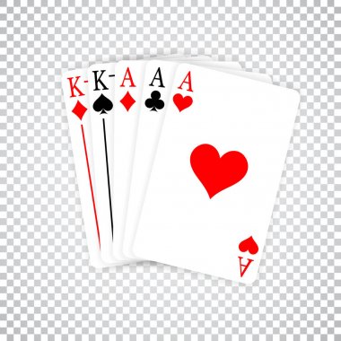 A Poker Hand Full House three Aces and pair of Kings playing cards clipart