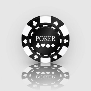 Siyah Casino çip simgesini yansıması ile. Casino çip vektör çizim