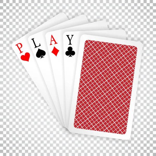 Jouer mot as main de poker voler et un fermé cartes à jouer costumes. Gagner main de poker — Image vectorielle