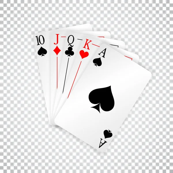 A royal straight playing cards poker hand — Stock Vector