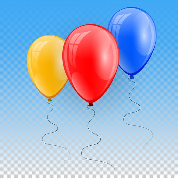 3-й реалистичный цветной воздушный шар. Праздничная иллюстрация полета глянцевого воздушного шара. Векторная миграция — стоковый вектор