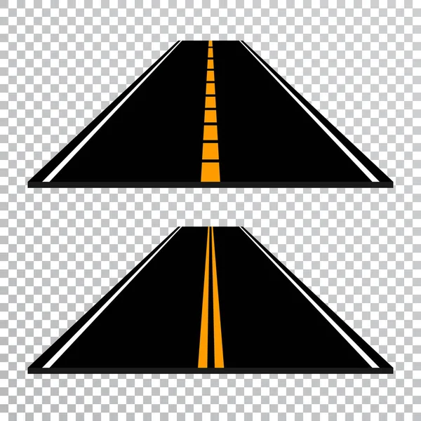 Strada tortuosa o autostrada con indicazioni. Direzione, set di trasporto. Illustrazione vettoriale — Vettoriale Stock