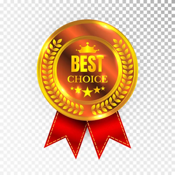 Gold Best Choice Label Illustrazione Medaglia d'oro etichetta icona sigillo segno isolato su sfondo trasparente. Vettore — Vettoriale Stock