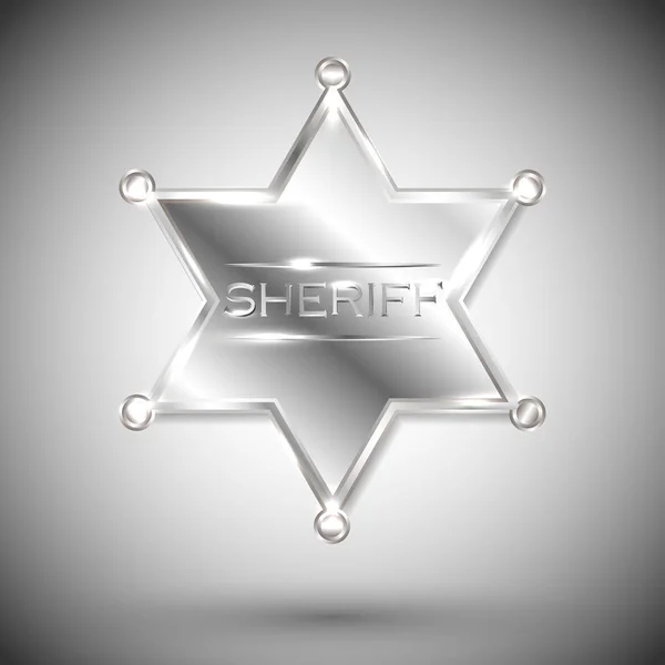 Векторная серебристая звезда шерифа выделена на белом фоне. векторная шестиконечная звезда — стоковый вектор
