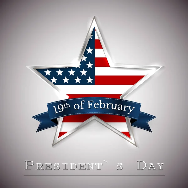 Glückwunschkarte zum Tag des Präsidenten mit Stern der Vereinigten Staaten — Stockvektor