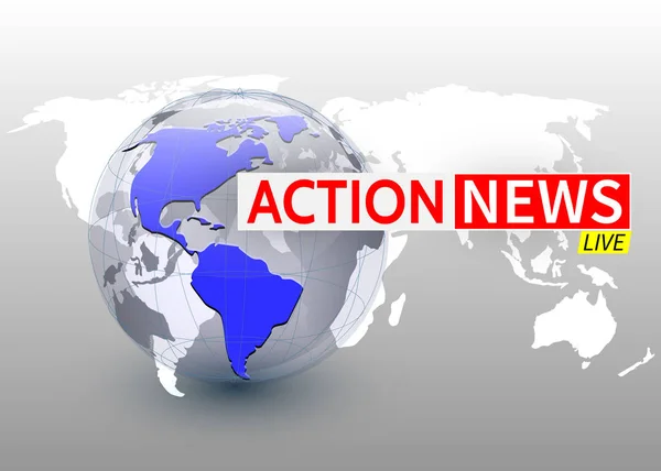 Action news, world news backgorund with planet, tv news design. Vektor — Stockvektor