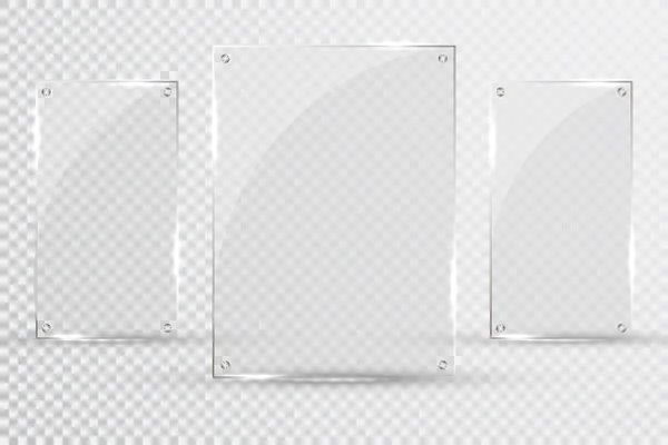 Glass plates are installed. Vector glass banners on a transparent background. Glass. Glass paintings. Color frames — Stock Vector