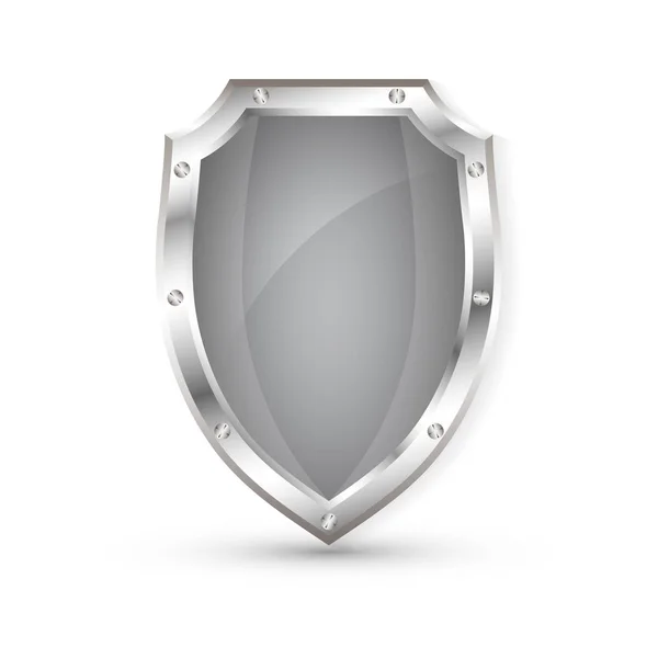 Escudo metálico vacío, escudo de protección, ilustración vectorial — Vector de stock