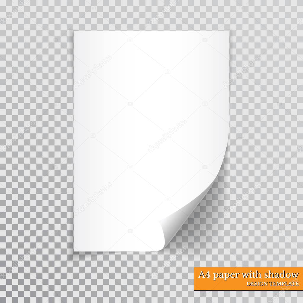 A4 paper with shadow design template, vector