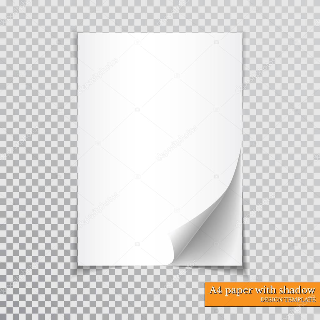 A4 paper with shadow design template, vector