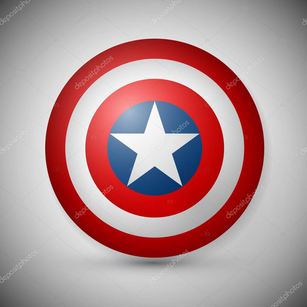Shield with a star, superhero shield, comics shield.