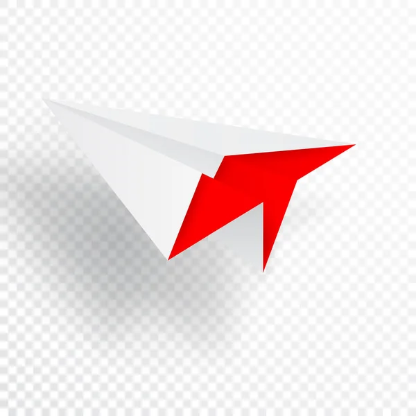 Ilustracja samolot papieru origami czerwony na białym tle — Wektor stockowy