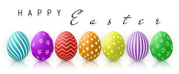 Joyeux Pâques, Collection d'oeufs de couleur avec maille dégradée, modèle de conception, illustration vectorielle — Image vectorielle
