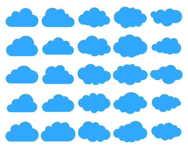 Хмари силуети. Векторний набір форм хмар. Збірка різних форм і контурів. Елементи дизайну для прогнозу погоди, веб-інтерфейсу або хмарних програм зберігання даних — стоковий вектор