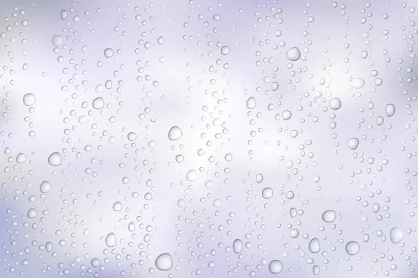 Wektor woda spada na szkle. Krople deszczu na przezroczyste tło — Wektor stockowy