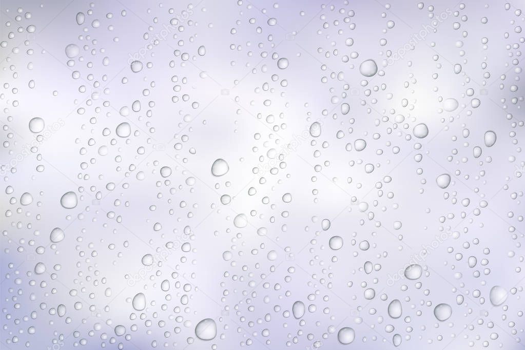 Vector Water drops on glass. Rain drops on transparent background