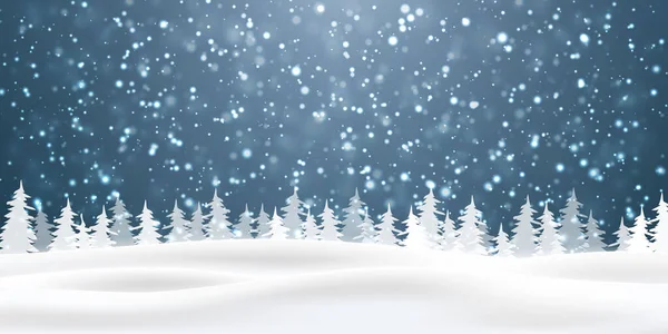 Karácsonyi hó. Hópelyhek hullanak a kék háttérre. Havazik. Vektorillusztráció — Stock Vector