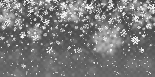 Christmas snow. Falling snowflakes on transparent background. Snowfall. Vector illustration — Stock Vector