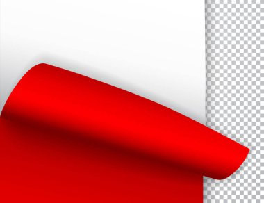 Kıvrımlı köşeli ve gölgeli kağıt sayfa. Tasarımın için şablon. Hazır ol. Vektör illüstrasyonu