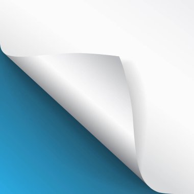 Kıvrımlı köşeli ve gölgeli kağıt sayfa. Tasarımın için şablon. Hazır ol. Vektör illüstrasyonu