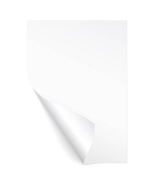 Kıvrılmış köşe ve gölge, şablon tasarımınızın beyaz kağıt A4 sayfa boş. Ayarlayın. Vektör çizim