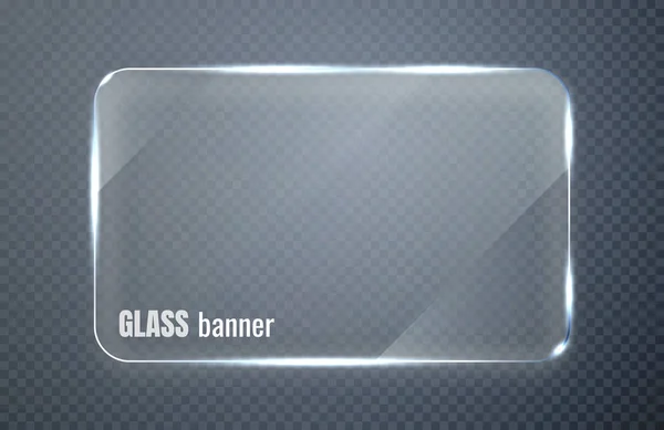 ガラス板セット。透明な背景にガラスのバナー。フラットガラスクリアウィンドウ。ベクターイラスト — ストックベクタ