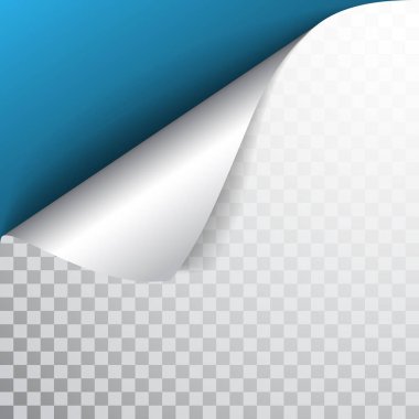 Kıvrımlı köşeli ve gölgeli kağıt sayfa. Tasarımın için şablon. Hazır ol. Vektör illüstrasyonu