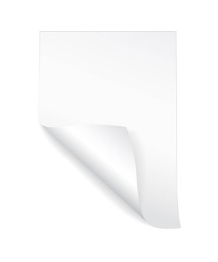 Kıvrılmış köşe ve gölge, şablon tasarımınızın beyaz kağıt A4 sayfa boş. Ayarlayın. Vektör çizim