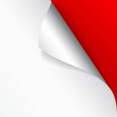 Kıvrımlı köşeli ve gölgeli kağıt sayfa. Tasarımın için şablon. Hazır ol. Vektör illüstrasyonu
