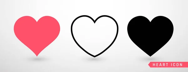 Heart collection flaches Icon Set. Liebessymbol isoliert auf grauem Hintergrund. Vektorillustration — Stockvektor
