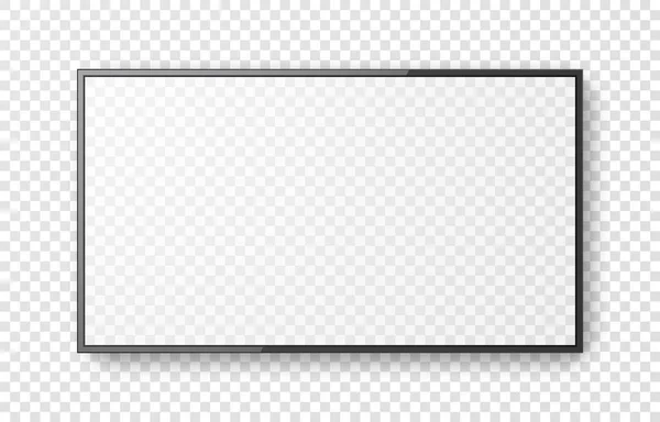 Ρεαλιστική οθόνη τηλεόρασης σε διαφανές φόντο. Mockup της οθόνης οθόνη υπολογιστή. 3D οθόνη LED τηλεόραση. Εικονογράφηση διανύσματος — Διανυσματικό Αρχείο