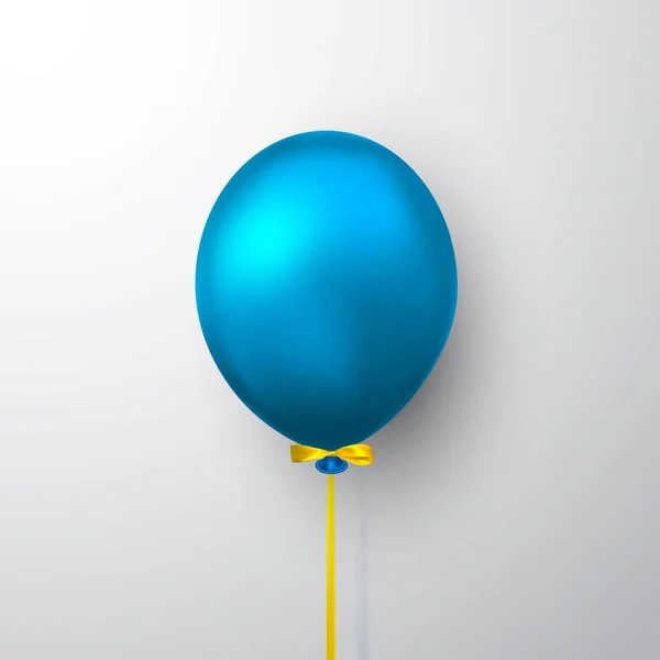 Ballon bleu réaliste avec ombre. Ballon d'hélium brillant pour mariage, anniversaire, fêtes. Décoration du festival. Illustration vectorielle — Image vectorielle