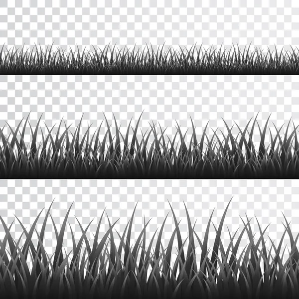 Bordo grigio erba impostato su sfondo trasparente. Illustrazione vettoriale — Vettoriale Stock