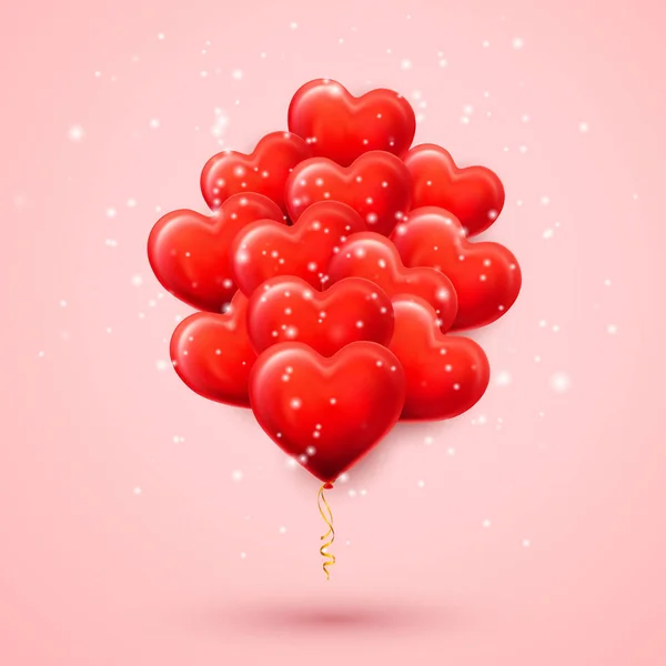 Fröhlicher Valentinstag Hintergrund, roter Heliumballon in Herzform. Vektorillustration — Stockvektor