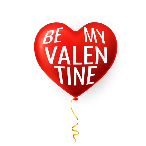 俺のバレンタインだハッピーバレンタインデー。心の形で赤いヘリウム気球。ベクターイラスト — ストックベクタ
