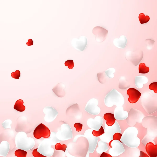 Sevgililer Günün kutlu olsun, kırmızı, pembe ve beyaz kalpler. Vektör illüstrasyonu — Stok Vektör