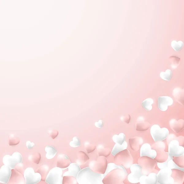 Feliz Día de San Valentín fondo, corazones rosados y blancos sobre fondo rosa claro. Ilustración vectorial — Archivo Imágenes Vectoriales