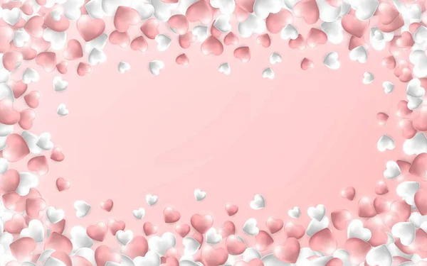 С Днем святого Валентина фон, розовые и белые сердца на розовом фоне. Векторная иллюстрация — стоковый вектор