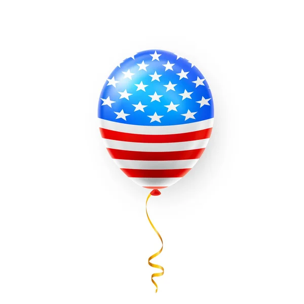 Helium ballonnen met Amerikaanse vlag isoleren op witte achtergrond. Shine Usa helium ballon festival decoratie. Vectorillustratie — Stockvector