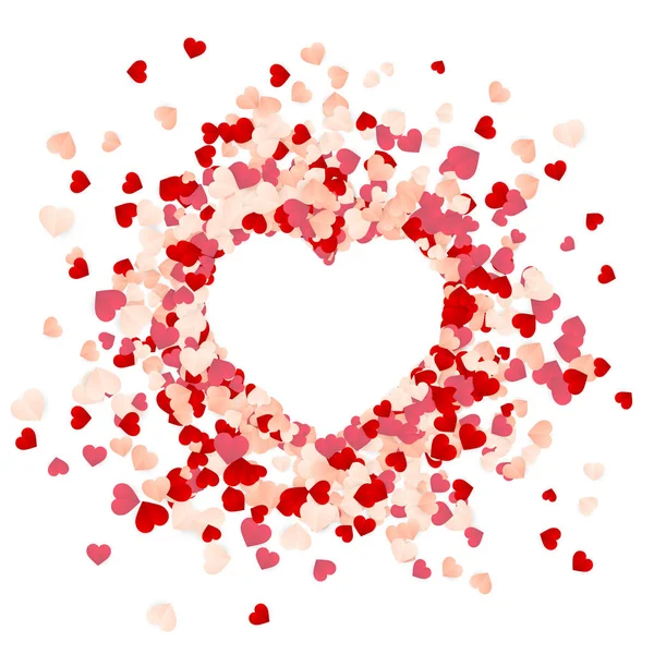 Fröhliche Valentinstag Hintergrund, Papier rot, rosa und weißen Herzen Konfetti. Vektorillustration — Stockvektor