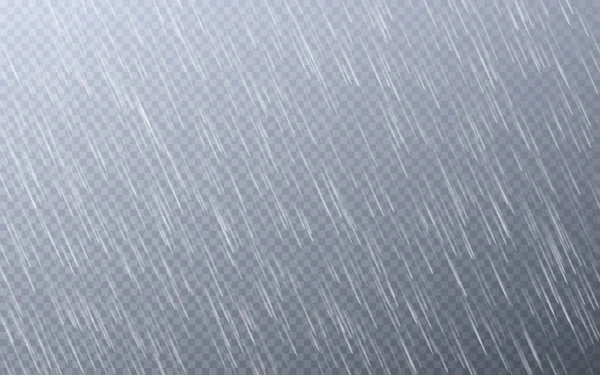 Krople deszczu na przezroczystym tle. Spada krople wody. Naturalne opady deszczu. Ilustracja wektorowa — Wektor stockowy