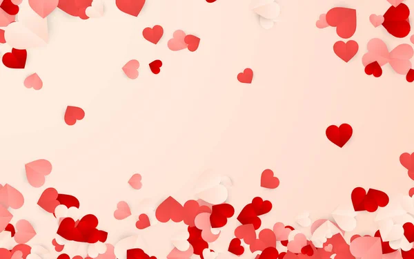 Feliz Día San Valentín Fondo Papel Rojo Rosa Blanco Corazones — Archivo Imágenes Vectoriales