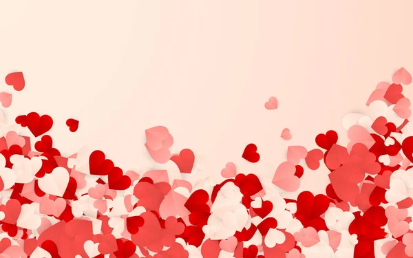 Feliz Día San Valentín Fondo Papel Rojo Rosa Blanco Corazones — Archivo Imágenes Vectoriales