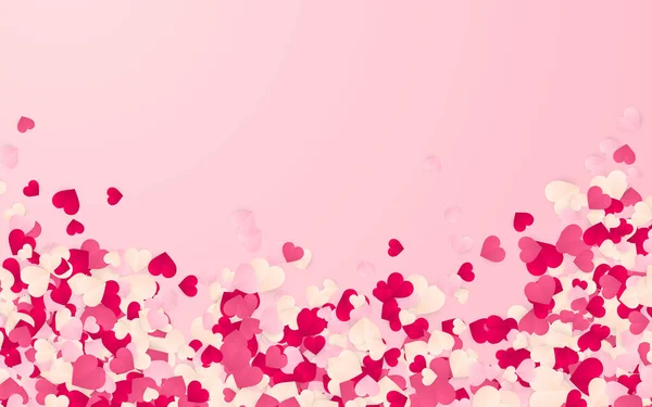 Feliz Día San Valentín Fondo Papel Rojo Rosa Blanco Corazones — Archivo Imágenes Vectoriales