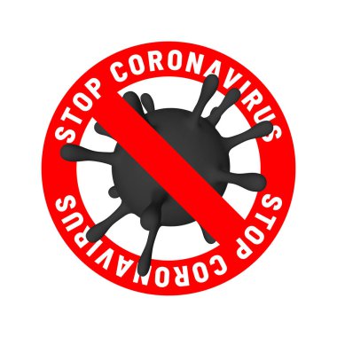 Coronavirus Covid-19, 2019-NKoV 'u durdurun. Virüs biriminin tasviri. Dünya salgını konsepti. Vektör illüstrasyonu.