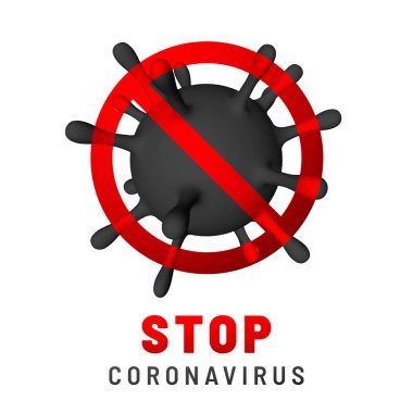 Coronavirus Covid-19, 2019-NKoV 'u durdurun. Virüs biriminin tasviri. Dünya salgını konsepti. Vektör illüstrasyonu.