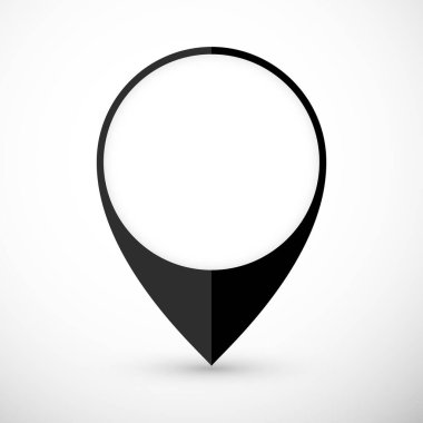 Harita imleci simgesini gölgeyle birlikte düz bir şekilde göster. Kılavuz sembolü gri arkaplanda izole edilmiş. Vektör illüstrasyonu.