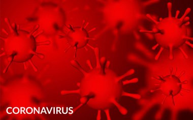 Coronavirus Covid-19, 2019-NKoV. Virüs biriminin 3 boyutlu çizimi. Dünya salgını konsepti. Vektör illüstrasyonu.